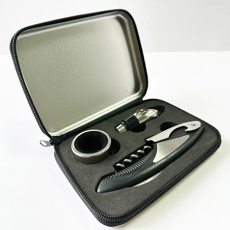 Ritsstijl tinbox wijnset
